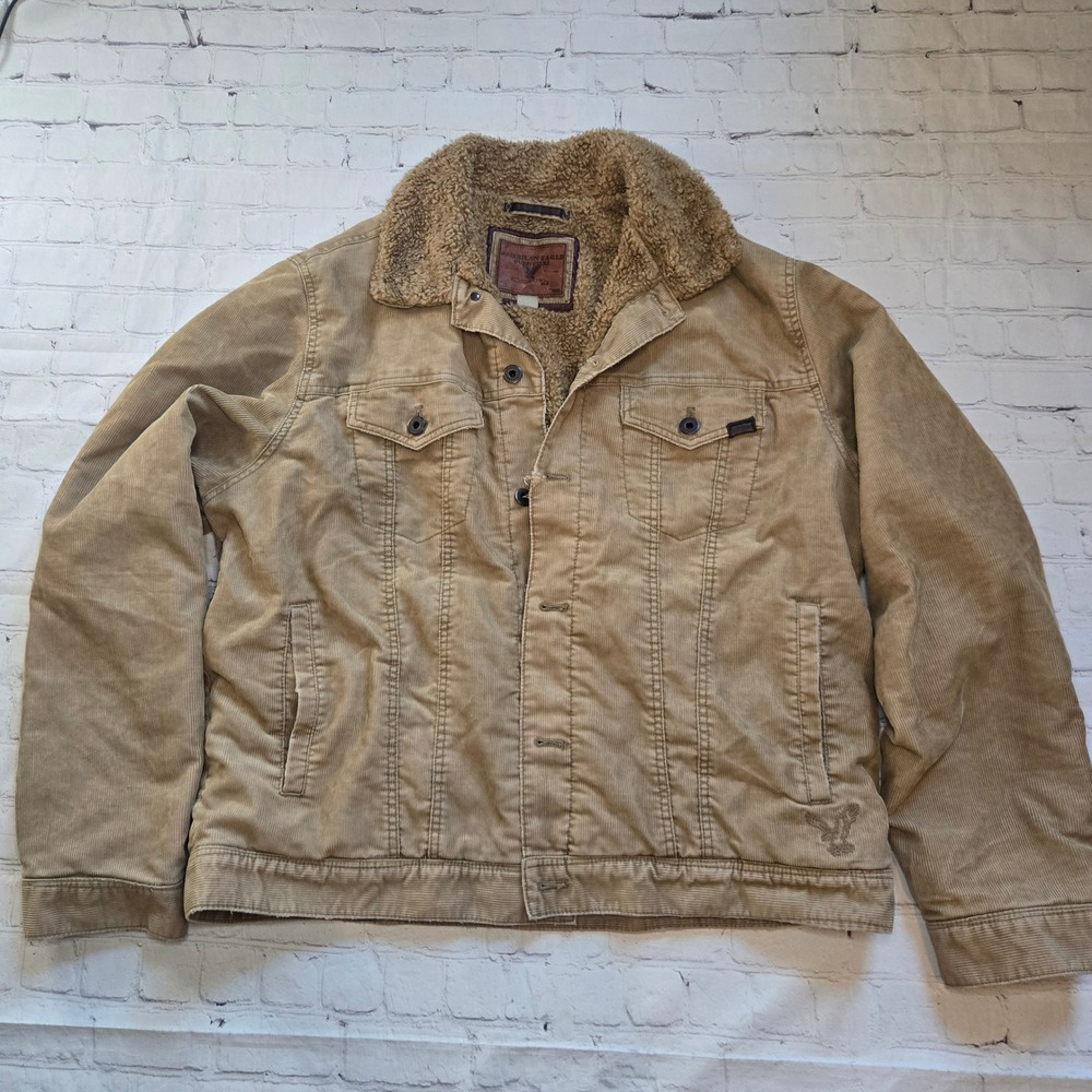 Vintage American Eagle outfitters Corduroy Sherpa Lined Trucker Jacket XXL Y2K